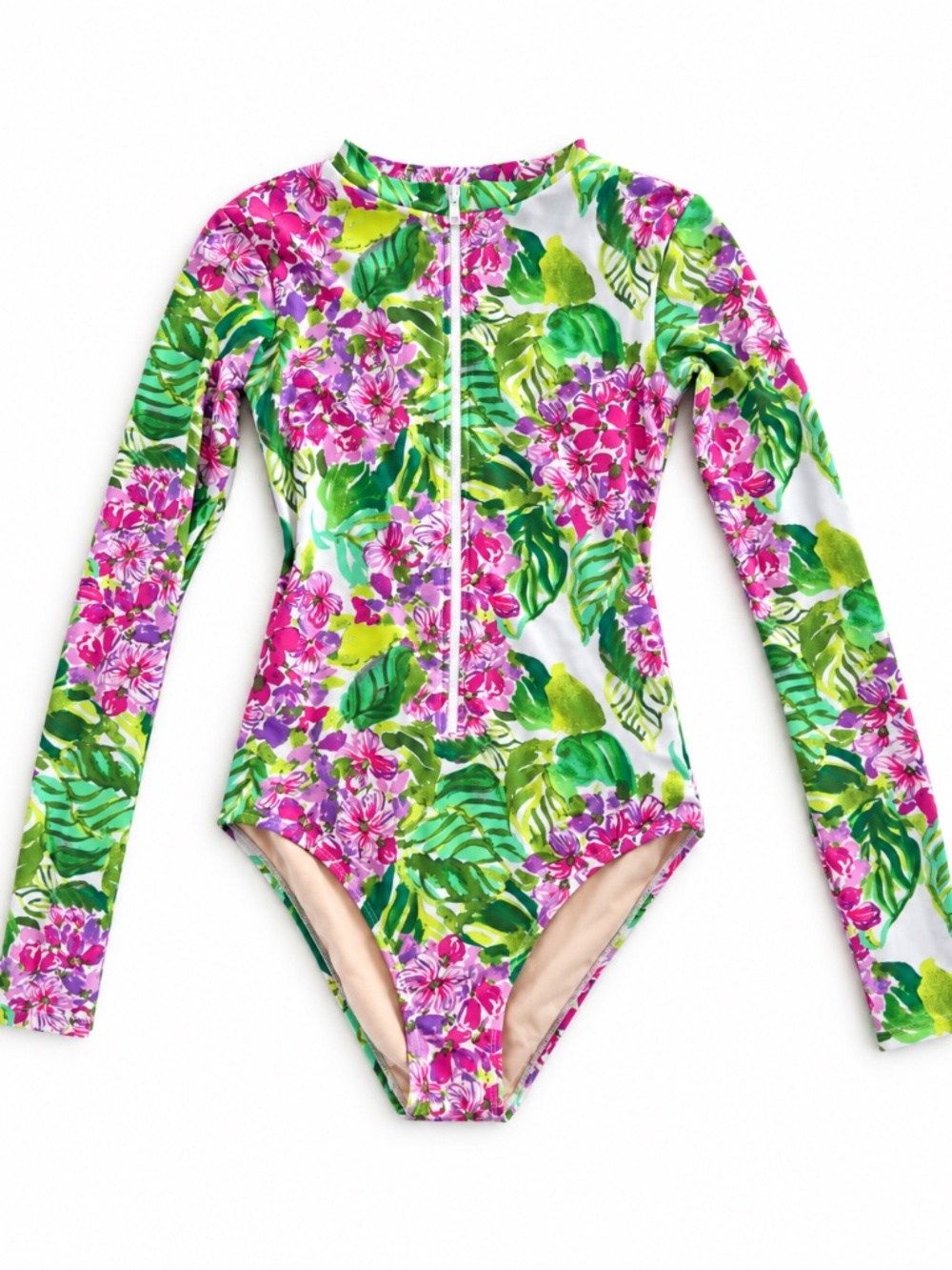 Mott50 Mila Floral Long Sleeve One Piece Swimsuit Rashguard UPF 50+ Small